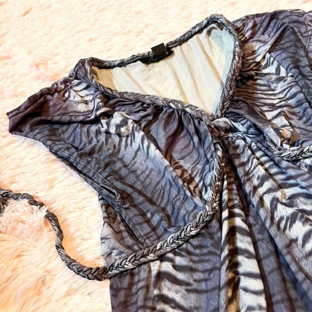 Vintage Y2K Club Tiger Print Trashy Rave Babydoll Jersey Shore Mini Dress - Picture 5 of 6